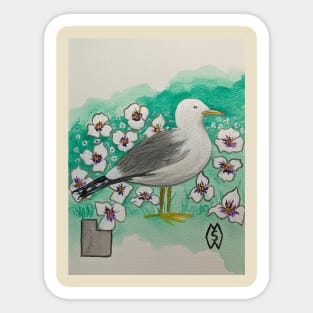 Utah state bird and flower, the seagull and Sego lily Sticker